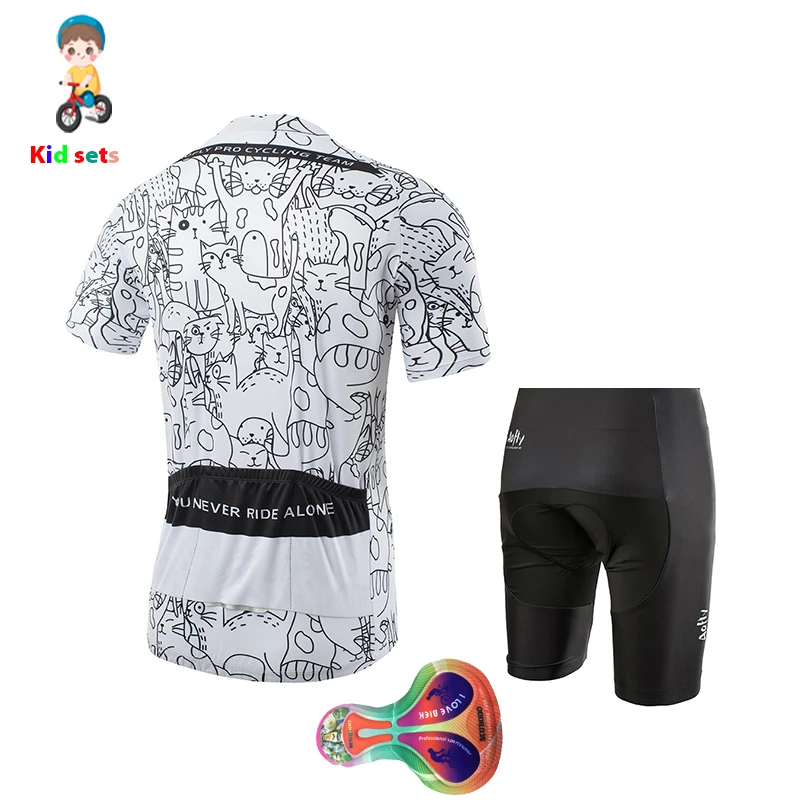 Aofly/белый милый детский короткий комплект из Джерси для велоспорта с героями