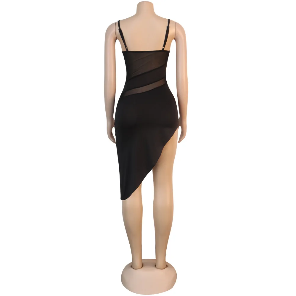 

2021 spring new sexy solid color party dress fashion slim U-neck sleeveless women's suspender vest skirt