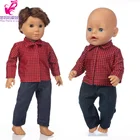 18-дюймовая Американская Одежда для кукол мальчиков и мальчиков, 40 см, хлопковые рубашки и штаны в клетку для новорожденных