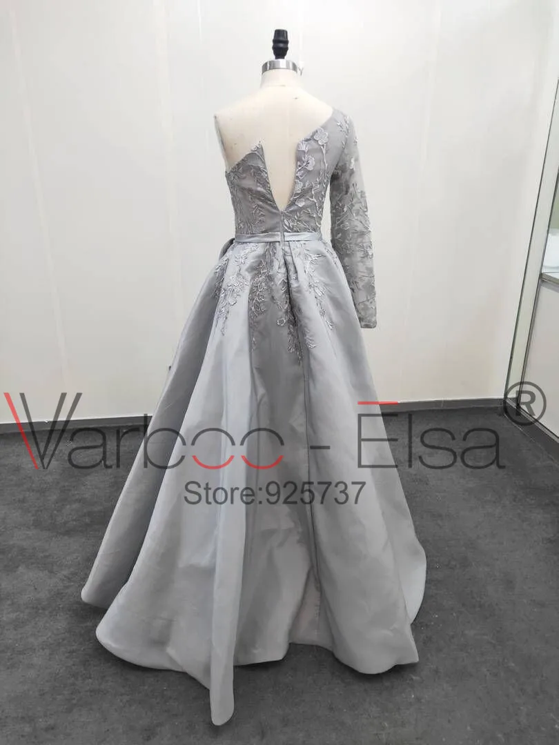 Длинное выпускное платье, сексуальное, с открытой спиной, с разрезом, Robe De Soiree, кружевные вечерние платья, платья для торжества, на заказ, vestido de festa, одно плечо Аппликация