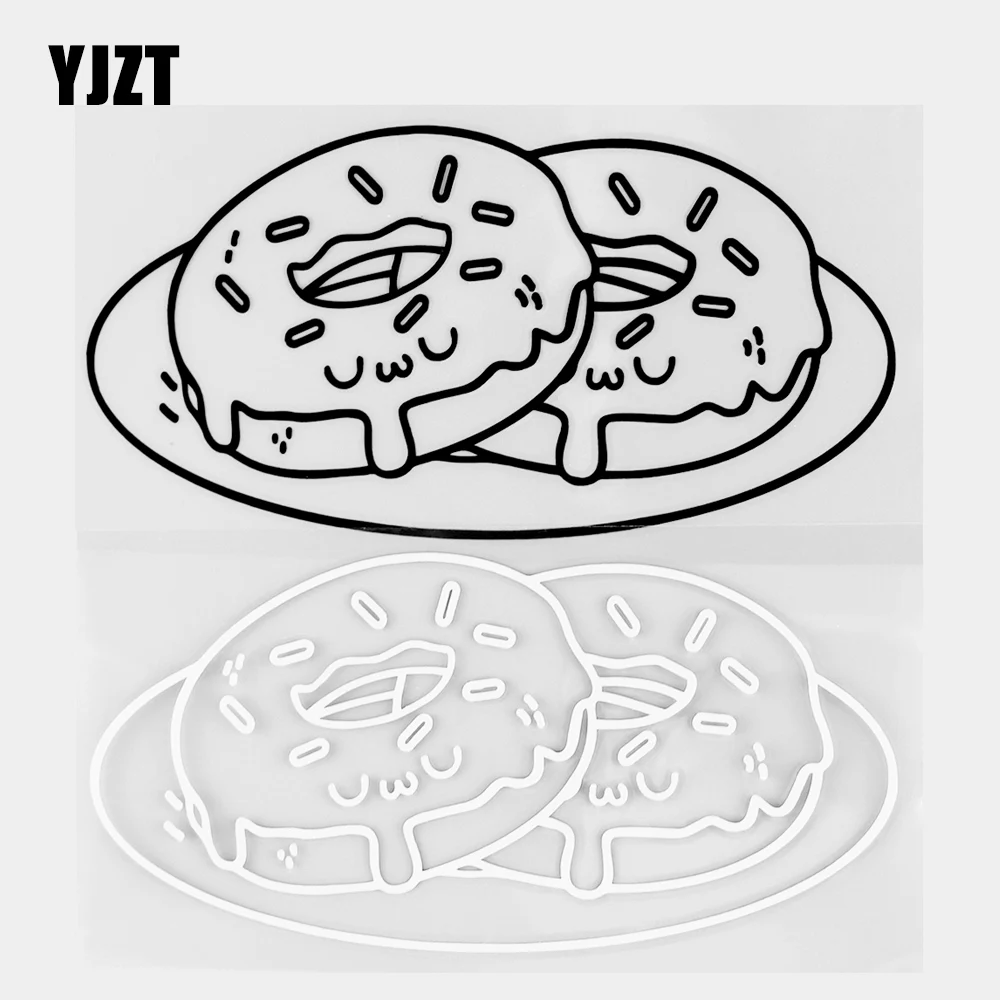 

YJZT 15.5×7.6CM Doughnut Fashion Body Decoration Car Sticker Beautiful Vinyl Decals Black / Silver 20B-0507
