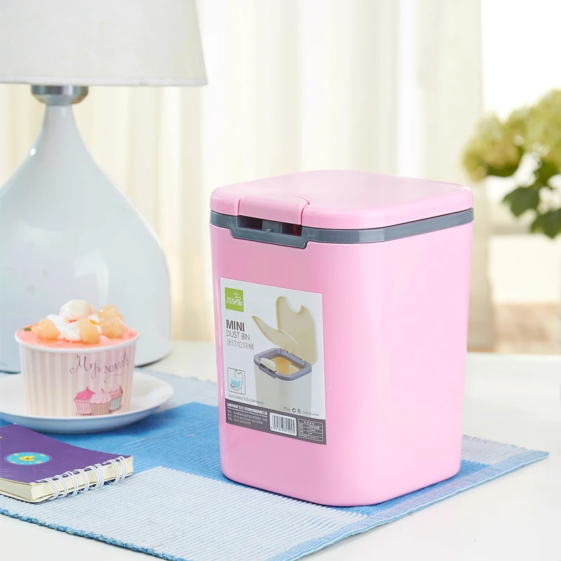 2L мини настольный мусорный бак пуш-ап Тип контейнер для хранения ведро Ванная