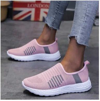 

Женские кроссовки без шнуровки, сетчатые дышащие кроссовки с вулканизированной подошвой, спортивная обувь для бега и ходьбы, на весну, 2021
