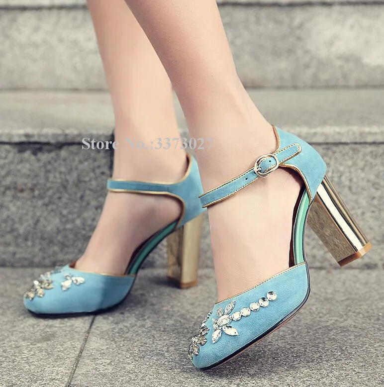 Новинка Бархатные женские босоножки на каблуках Цвет желтый синий Модный