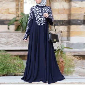 2022 New Muslim Women Dress Turkish Abaya Printed Flower Maxi Kimono Open Abaya Robe Dubai Muslim Dress Women Ramadan Kaftan