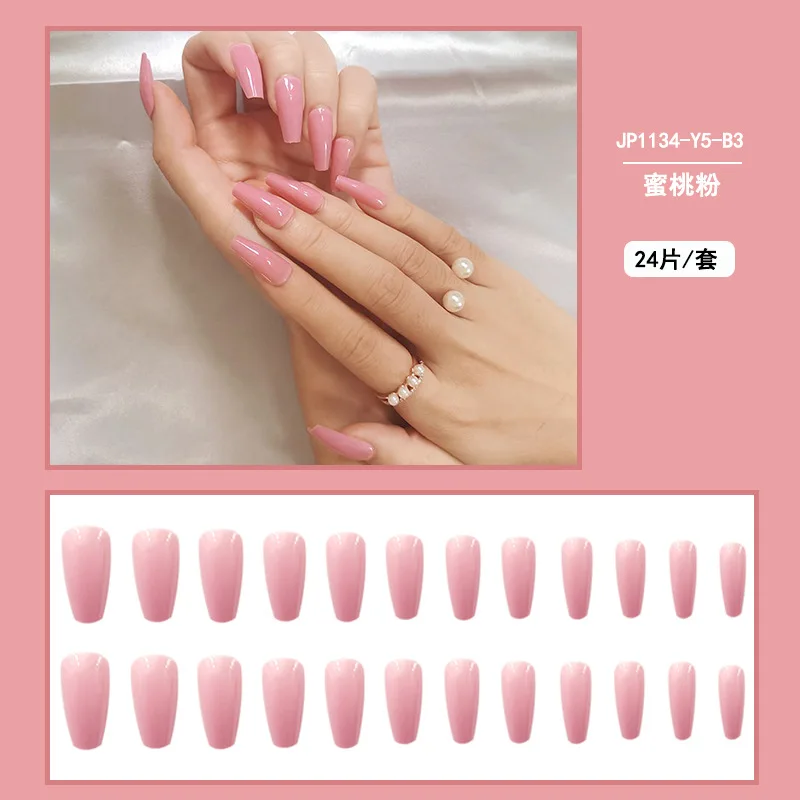 

24pcs/Set Detachable Long Coffin Fake Nail Art Fake Nails Ballerina Nail Art Press on Nails Artificial Designs Matte Faux Ongles