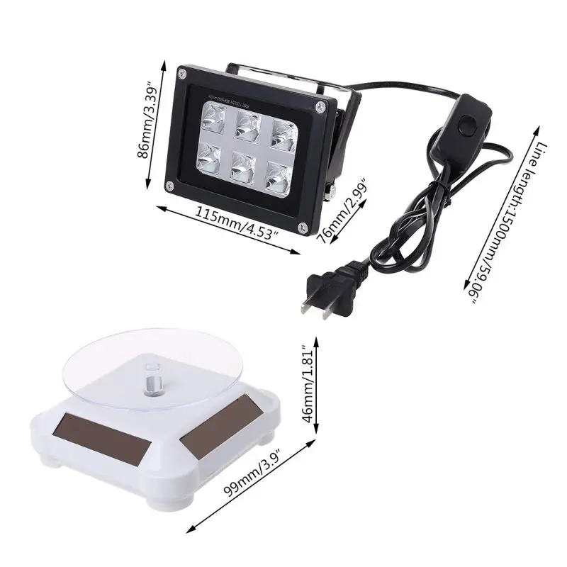 

60W 405nm UV LED Resin Curing Light Lamp Solar Power Turntable US/UK/EU/AU Plug