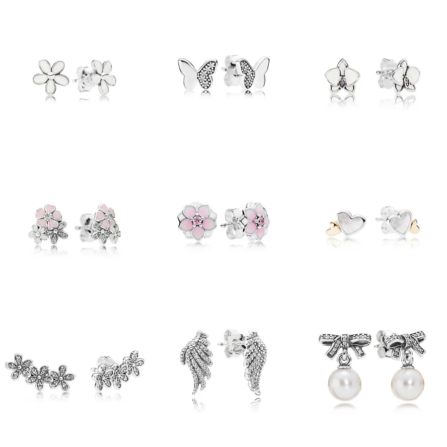 9 Стиль серебро Цвет серьги в виде цветка бабочки сердца женские жемчужные капелевидные серьги в форме крыльев для женщин Свадебная вечерин...