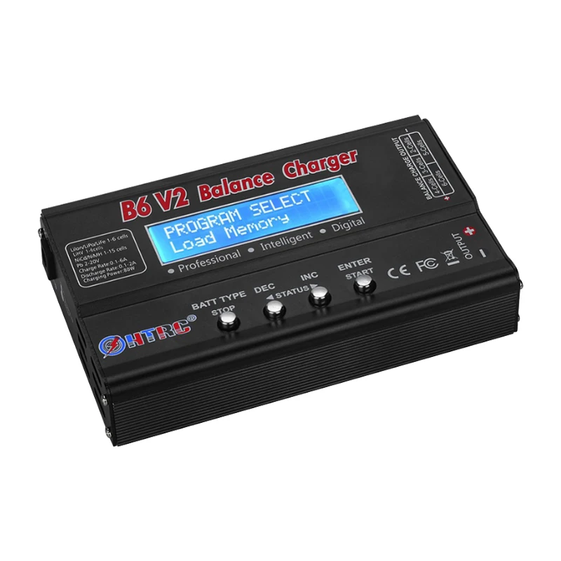 

Hot HTRC B6 V2 80W LiPo Battery Charger LED Balance Discharger 6A DC11-18V for Lipo Li-ion LiFe NiCd NiMH LiHV PB Smart Battery