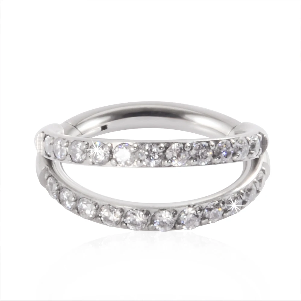 9PCS/Lot Surgical Steel Micro Zircon Nose Hinged Ring Forward Septum Clicker Ear Cartilage Tragus Body Jewelry Wholesale - купить по