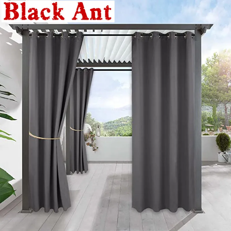 

1PC Outdoor Waterproof Curtain Semi-Blakcout Sheer Curtain Solid Color For Pavilion Terrace Finished Window Drape X-JD980#20