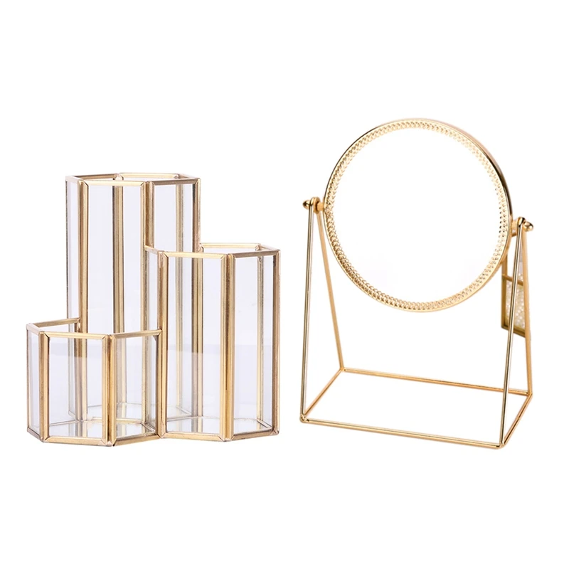 2 шт. женский Органайзер: 1 настольное зеркало для макияжа трехмерное принцессы и