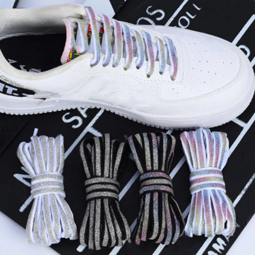

Reflective Shoelaces Laser Sequin Shoes Lace Sneakers Running Weave Braided Bracelet Sneakers Running Adult Children Shoe String