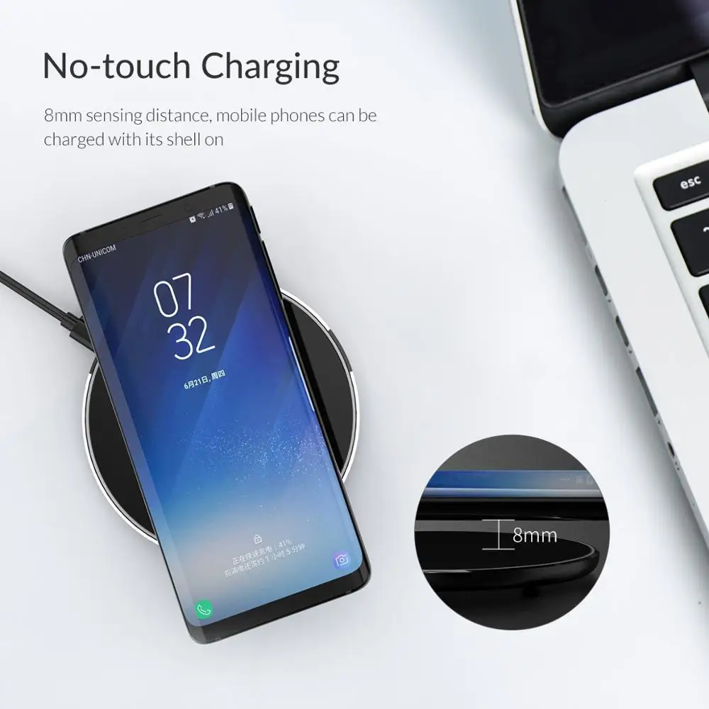 ORICO 10W зеркальный беспроводной зарядный коврик для телефона Qi Беспроводное
