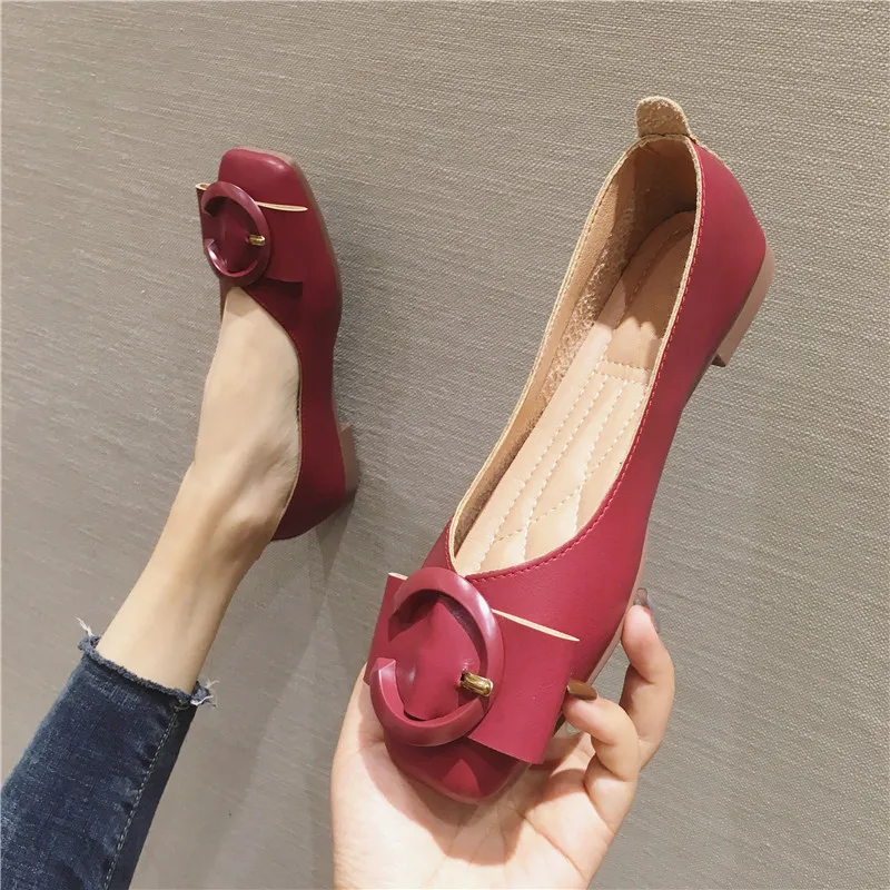 Женские туфли из мягкой искусственной кожи на плоской подошве без застежки с