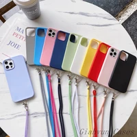 candy crossbody necklace cord lanyard soft tpu phone case for iphone 12 6 6s 7 8 plus x xr xs 11 pro max for samsung s10 cover