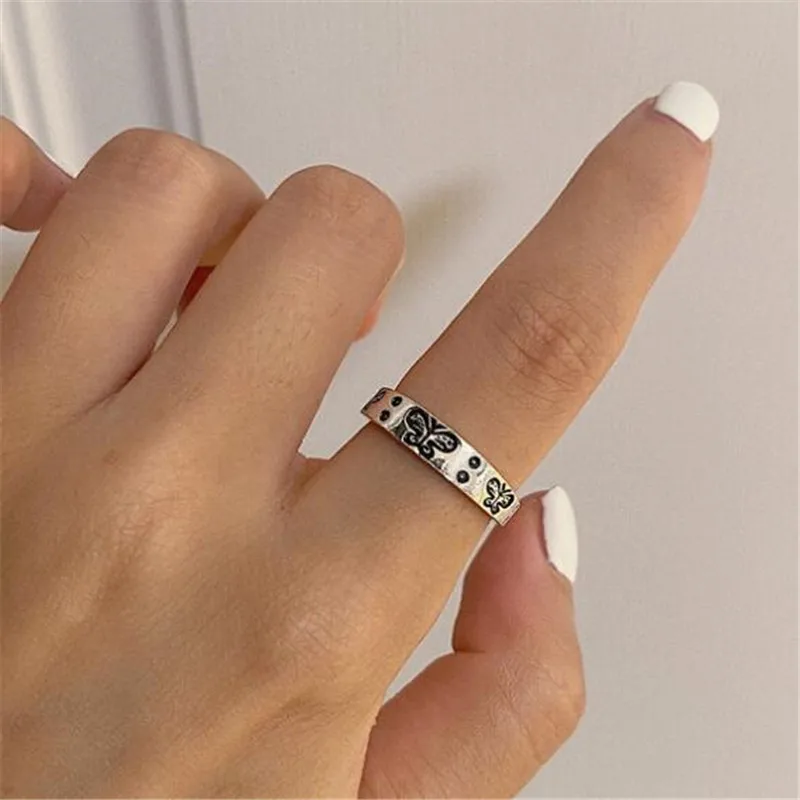 

Vintage Silver Color Butterfly Open Female Rings Hip Hop Cool Punk Rings for Women Jewelry Accessories