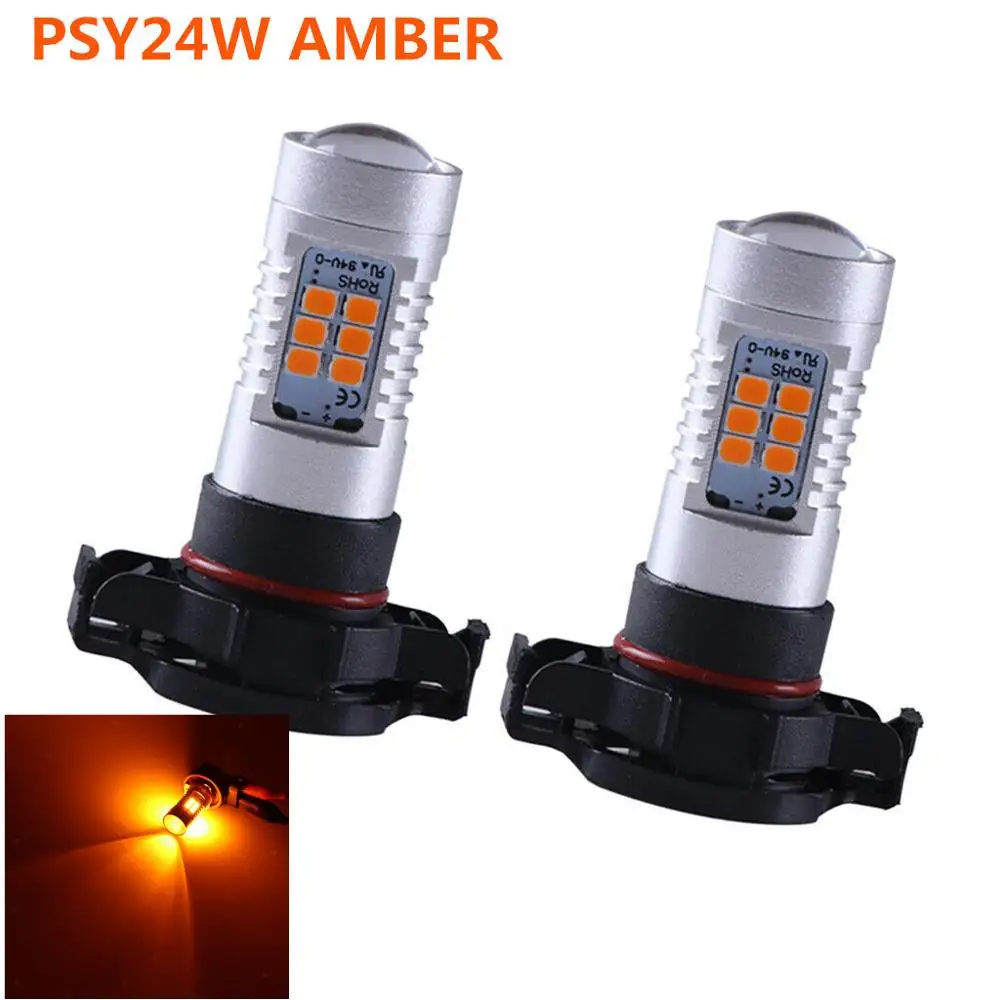 2x CANBUS Amber (yellow-orange) PSY24W (PG20-4) LED Bulbs No Error For AUDI A3 8P Sportback LED DRL Daytime Running lights