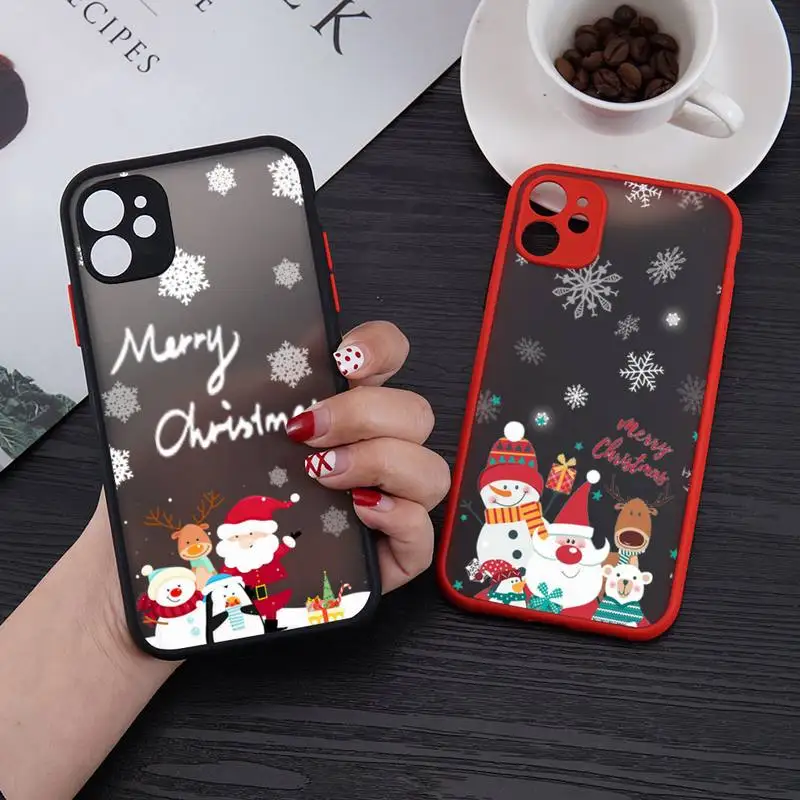 

Santa Claus christmas Phone Case matte transparent For red iPhone 7 8 x xs xr 11 12 pro plus mini max Clear Funda