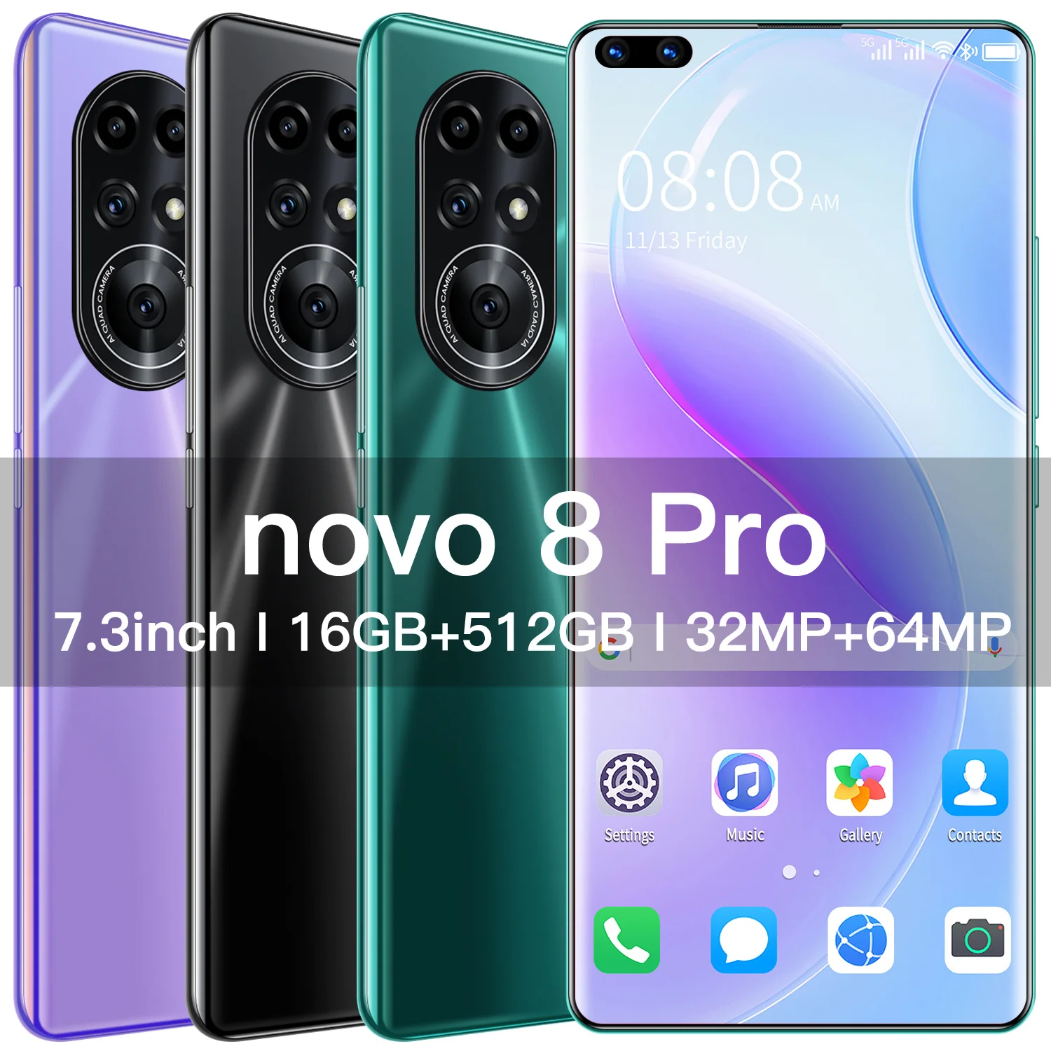 Nowa8 Pro-tel&eacute;fono inteligente Android 11, 16GB y 512GB, versi&oacute;n Global, pantalla HD 5G, 6800mAh, 7,3 pulgadas, 10 n&uacute;cleos-5