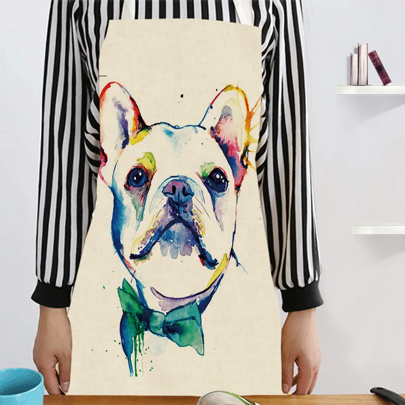 Кухонный Фартук забавная собака бульдог мультяшный Принт без рукавов хлопковые