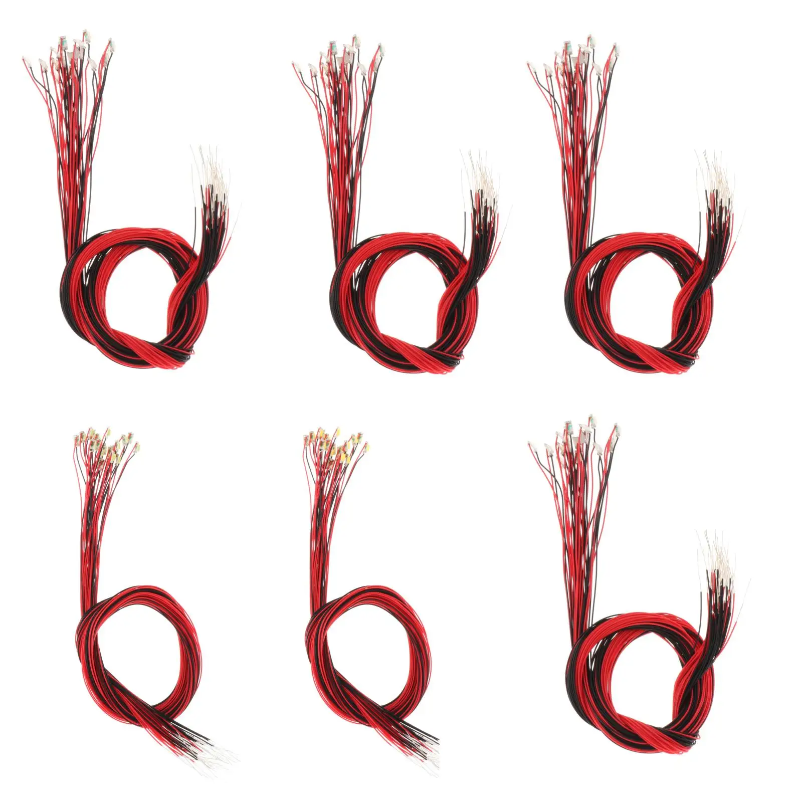 Провода светодиодные, 20 шт., 30 см, 6 цветов, для моделей поездов/железных дорог