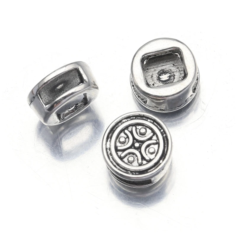 Круглые бусины-разделители из тибетского серебра 20 шт./лот для плоского кожаного
