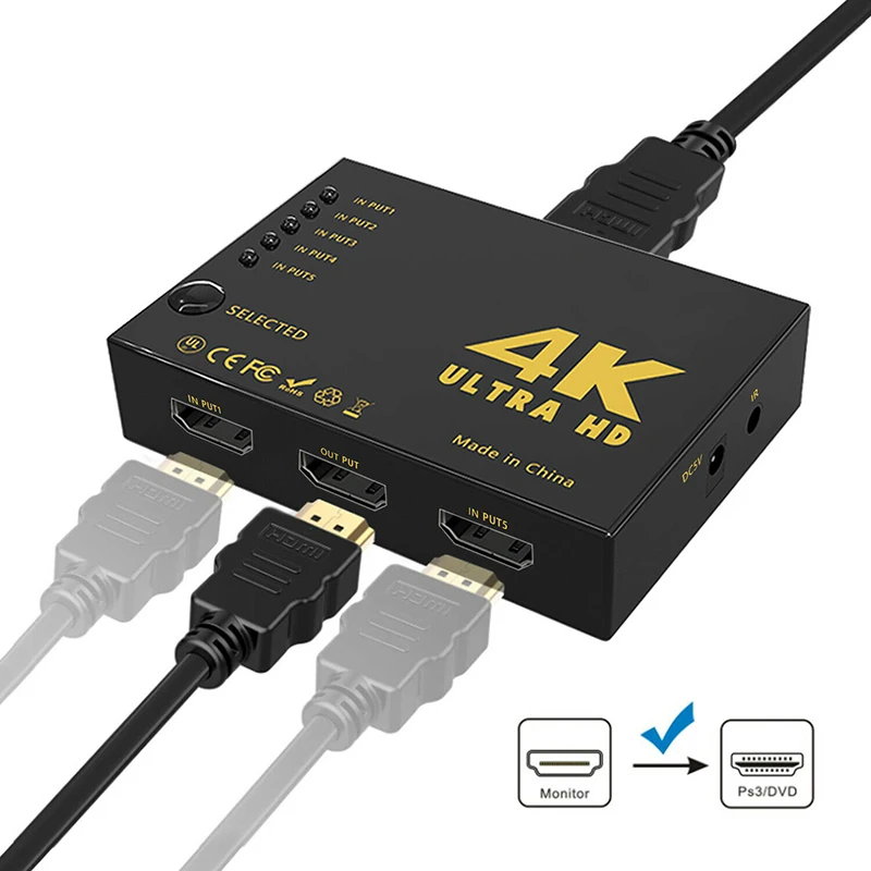 Коммутатор совместимый с HDMI переключатели 4K HD 1080P 3-портовый переключатель