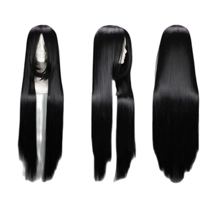 

Anime Bungo Stray Dogs Tanizaki Naomi 100cm Long Black Wig Heat Resistant Hair Cosplay Costume Wigs + a wig cap