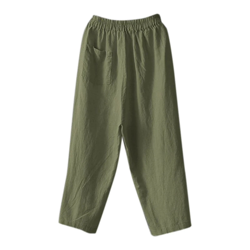 Женские брюки с широкими штанинами повседневные зеленого цвета большие размеры