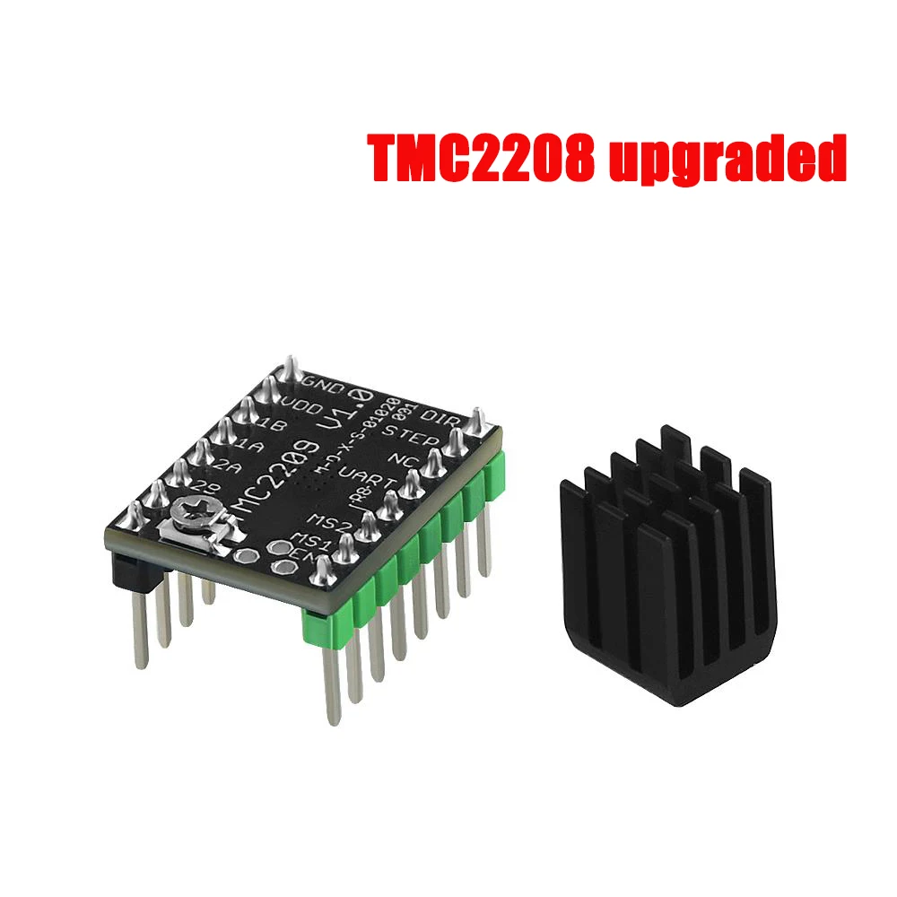 TMC2209 V1.0 1 шт. Stepstick TMC2208 TMC2209 Драйвер шагового двигателя супер тихий с новыми радиаторами Замена для SKR V1.3 плата управления MKS GEN - Цвет: TMC2209 V1.0