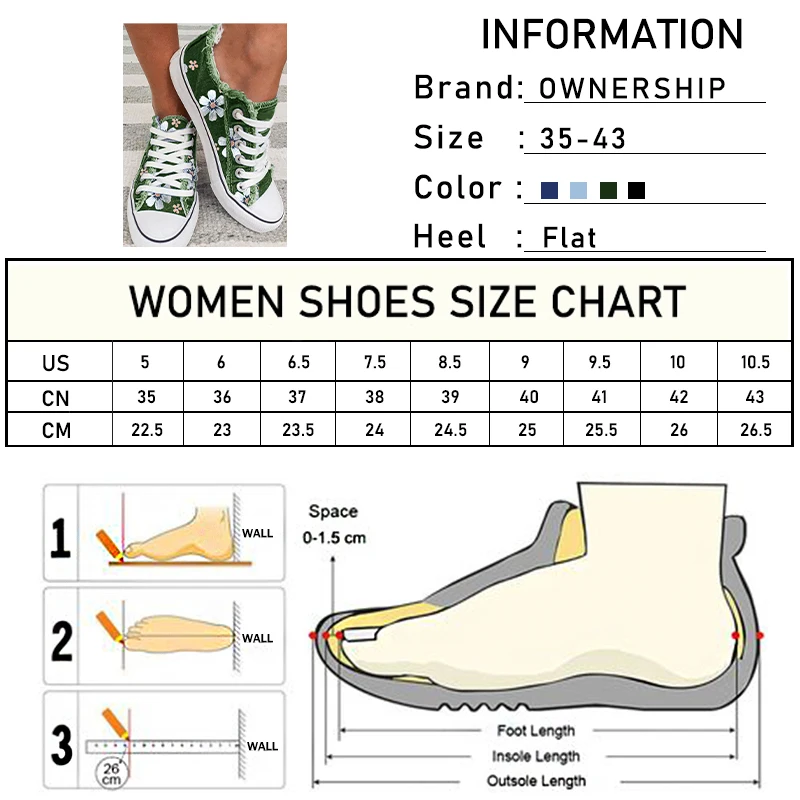 

Women Canvas Flower Classic Vulcanized Female Summer Fashion Lace-up Flat Ladies Casual Platform Comfort Shoes Big Size