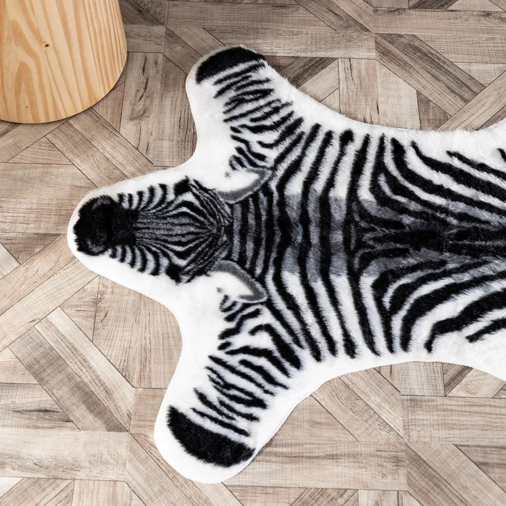 tiger printed Rug Cow Leopard Tiger Printed Cowhide faux skin leather NonSlip Antiskid Mat80x108CM Animal print Carpet | Дом и сад