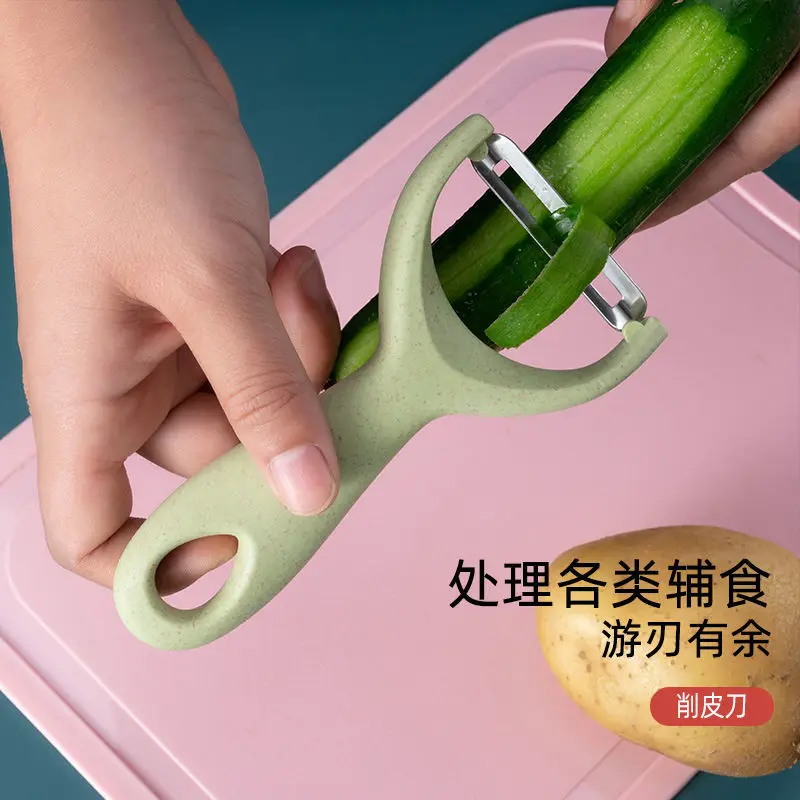 Juego de cuchillos de paja de trigo, utensilio de cocina dom&eacute;stico de material inoxidable ecol&oacute;gico, para cortar pan y fruta-2