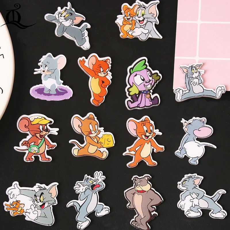 1 шт. горячие Акриловые броши мультфильм кошка и мышь микс Броши Рюкзак