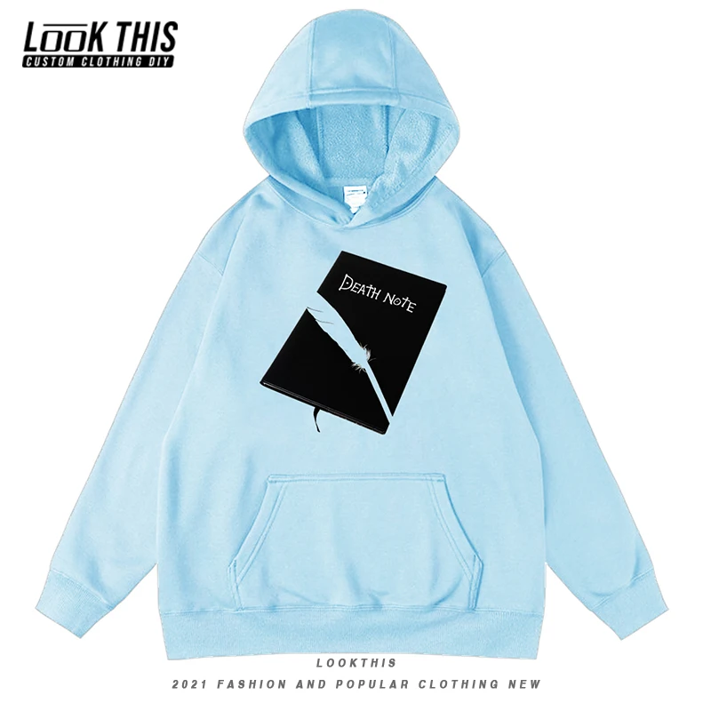 

Anime Death Note Hoodies Autumn 2021 Men's Loose Sweatshirts Boy Fleece Oversized Hooded Pullover Male Cool High Street Tops