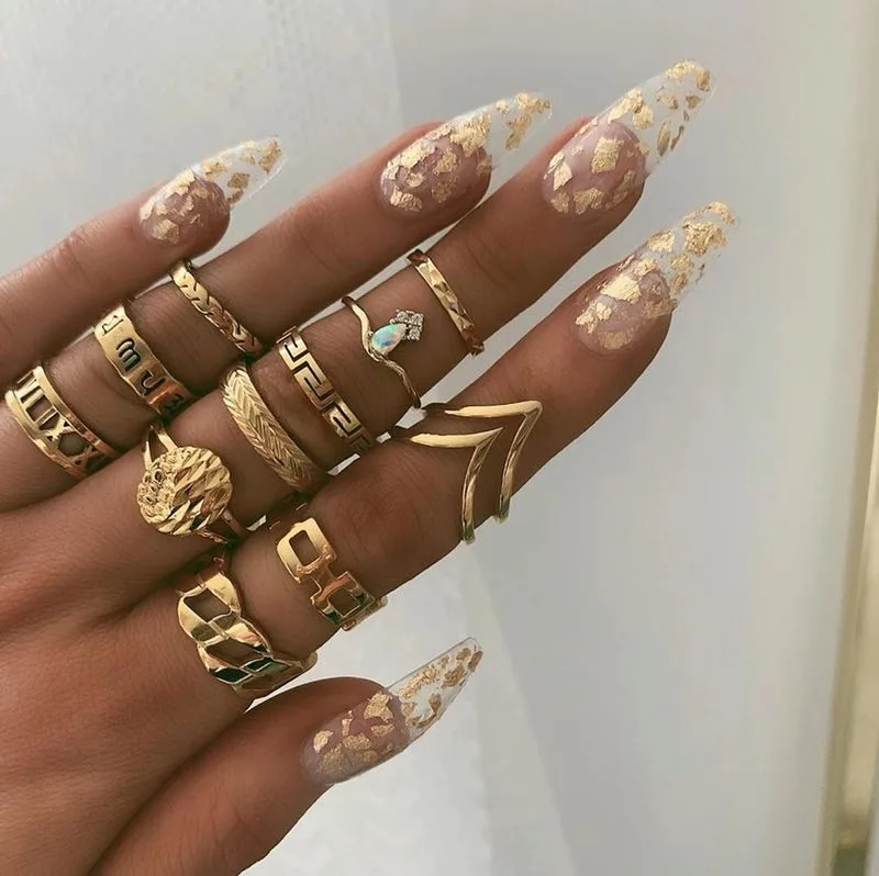 

set Alloy Butterfly Ring Set Retro Creative Snake Shape Set Ring crystal Joint Ring for women Bohemia rings set jewelry