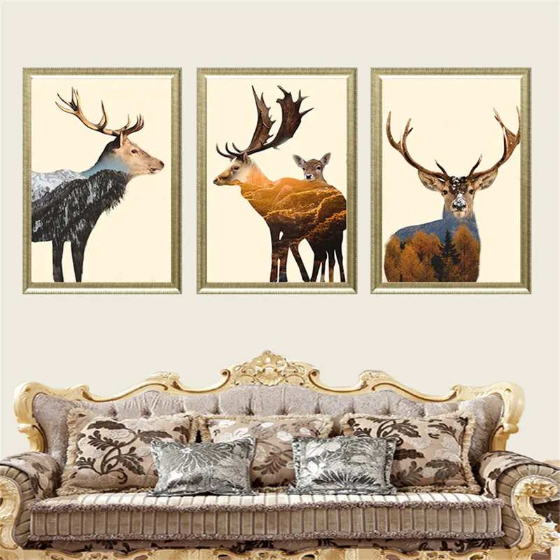 

Скандинавский олень абстрактная настенная Картина на холсте постер животное картина для спальни гостиной домашний декор