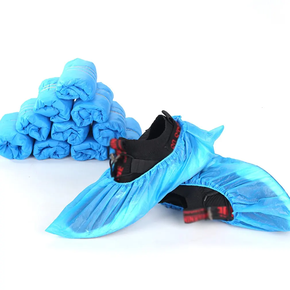 

100pcs Disposable Shoe Cover CPE Indoor Non-slip Wear-resistant Shoe Cover Waterproof Dustproof Thickened Foot Cover