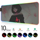 Коврик для мыши с подсветкой для девушек из аниме, RGB, черный цвет, большой светодиодный коврик для мыши XL, игровой Настольный коврик, игровой коврик с подсветкой для медведей, ПК