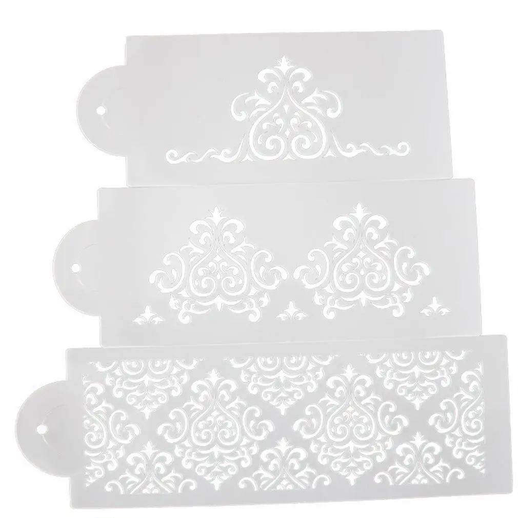 Накладные деревянные ажурные украшения Дамаск трафарет для торта резные