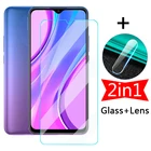 2 в 1 Защитное стекло для экрана Xiaomi Redmi 9 9A 9C Note 9T 9S 9 Pro Max Redmi9 Note9t закаленное стекло и пленка для объектива камеры