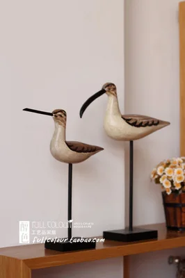 

American Rural Mediterranean Solid Wood Carving Wood Seabird Two-piece Crafts/Home Decorations Crafts home statues