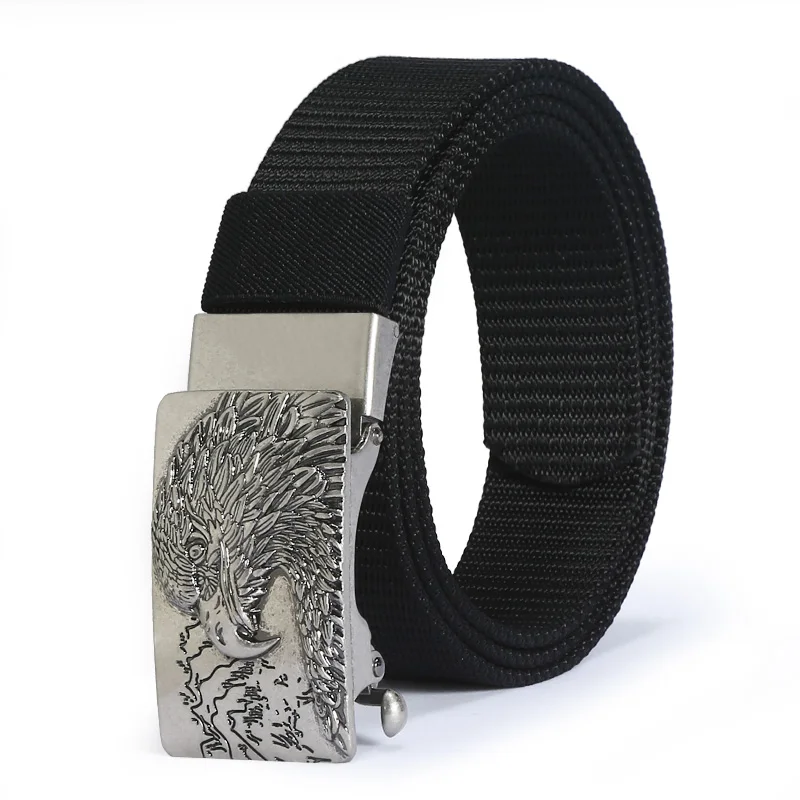 

Новинка 2022, мужской кожаный ремень, серебристый Орел, фирменная Пряжка из сплава, нейлоновая Талия, мужской подарок для мужчин, мужские ремн...