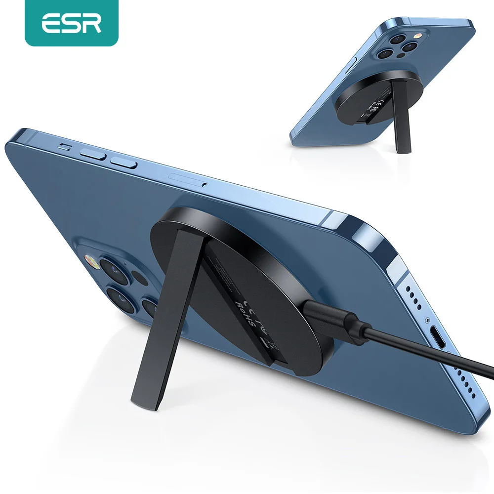 

2022 ESR Wireless Charger Holder for iPhone 13 12 Pro Max Mini Qi Fast Charging Magnetic Kickstand for iPhone 12 13 HaloLock