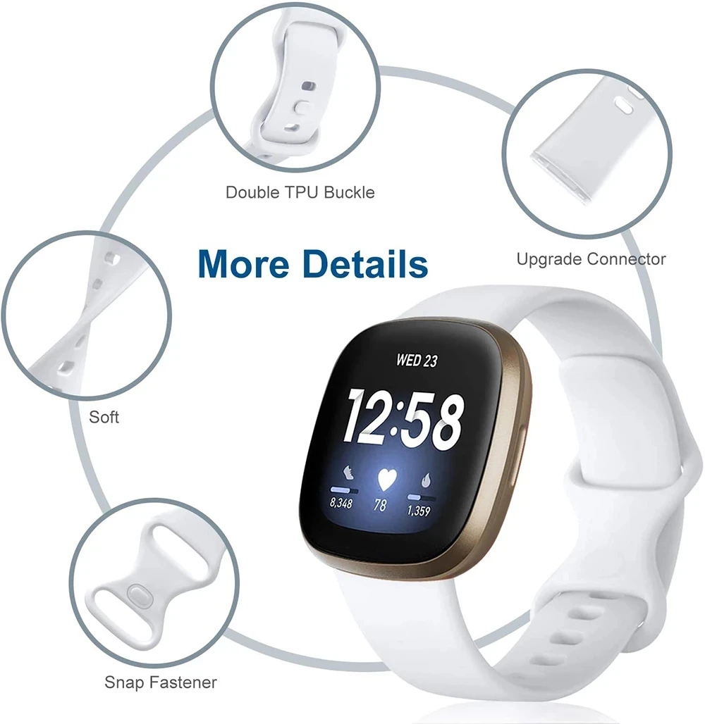 Мягкий силиконовый ремешок для часов Fitbit Versa 3 спортивного браслета умных Sense