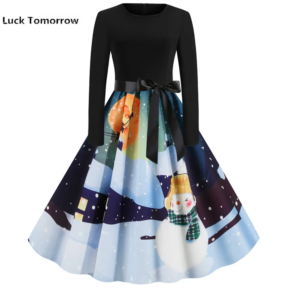 Женское винтажное платье в стиле рокабилли черное до колена с пышной юбкой 50 60 х