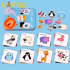 Детский новый деревянный пазл с железной коробкой, детские ранние головоломки животного, познавательные деревянные головоломки, игрушки