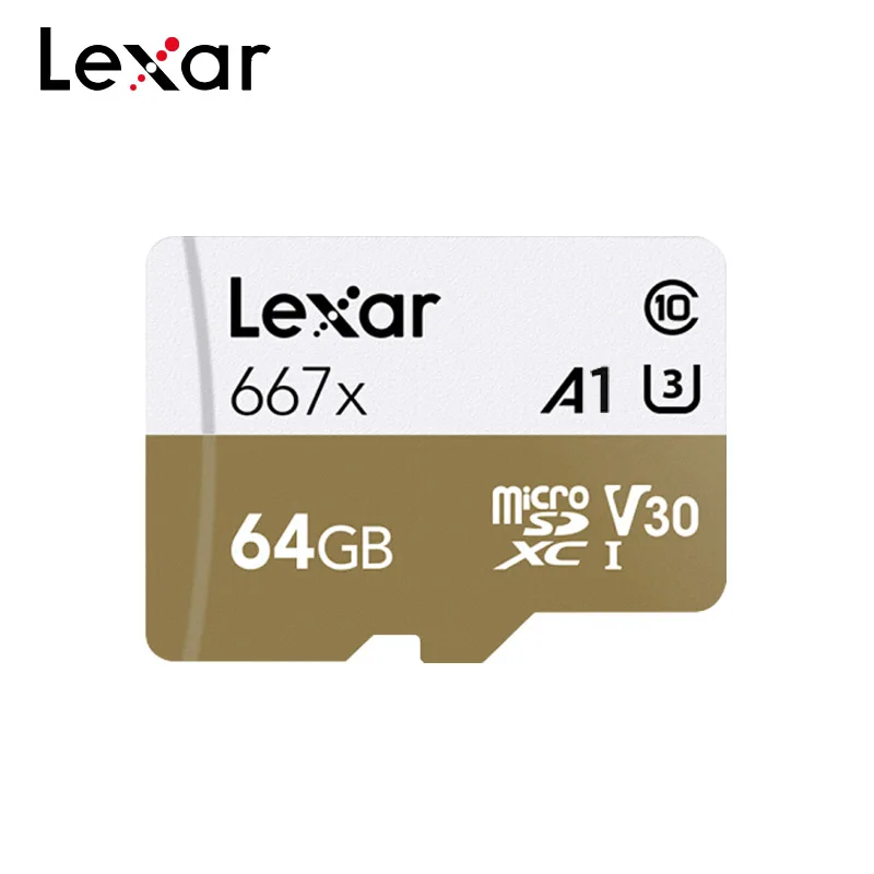Оригинальный Lexar 667x слот для карт памяти A2 высокое Скорость 100 МБ/с. 64 Гб V30 Class 10 UHS I