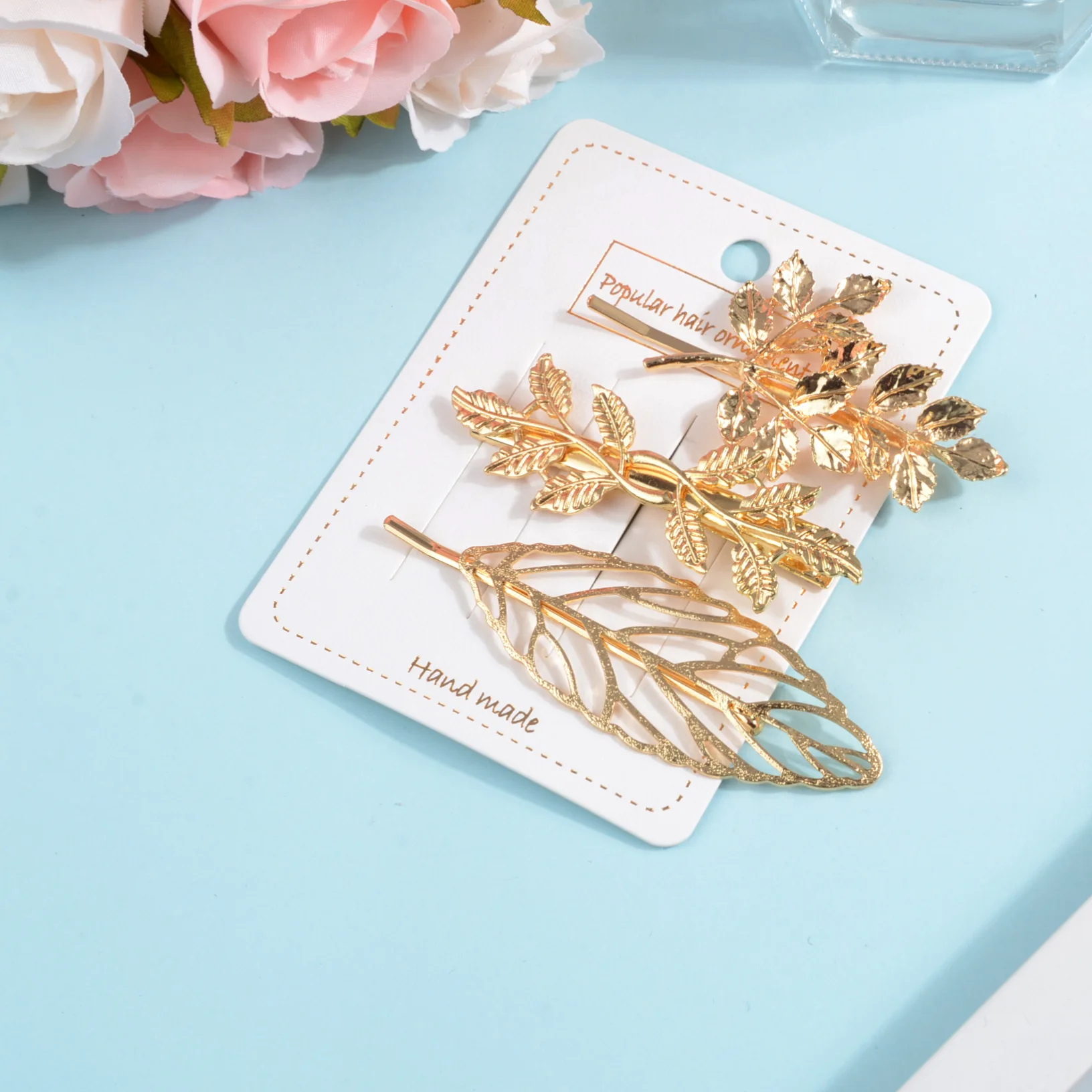 1 шт. Модные металлические заколки для волос в форме листьев и перьев женщин